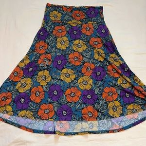 LuLaRoe Purple, Orange, and Green Floral Print Skirt Size Small